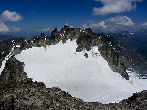 The Vordere Jamspitze (3178m) from the summit of the Hintere Jamspitze (3156m)