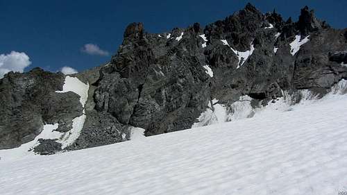 The west face of the Vordere Jamspitze from the Jamtal glacier