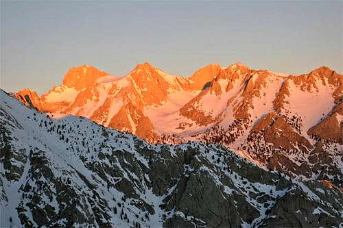Morning alpenglow over the...