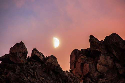 Waxing moon over Mt. Helen