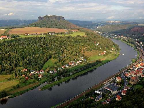 View to the Lilienstein and the Elbe river from the Königstein fortress