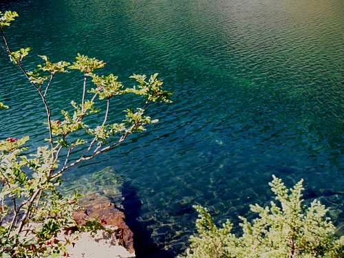 The clear blue water of Blue Lake