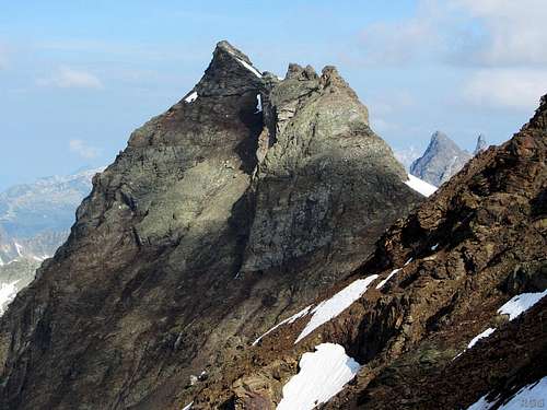Rotfluh (3166m) from the slopes of the Silvrettahorn