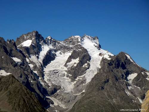 The massif of Ecrins in front of Tete Colombe