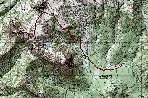 Map of the Route up Park Butte