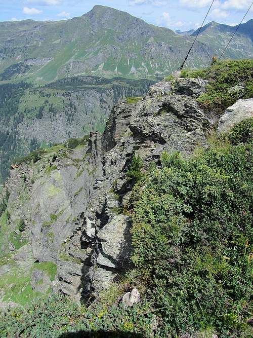 View along the steep west face of the