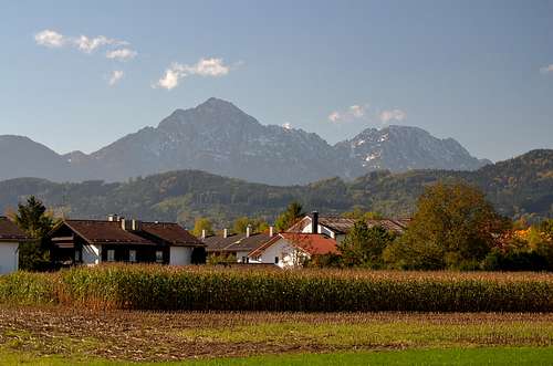 Hochstaufen and Zwiesel seen in autumn from Ainring, Bavaria