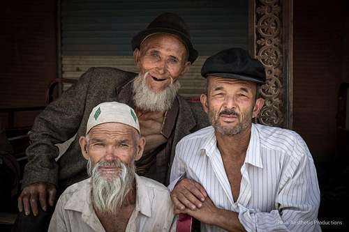 Uygher Men near Market, Kashgar, China