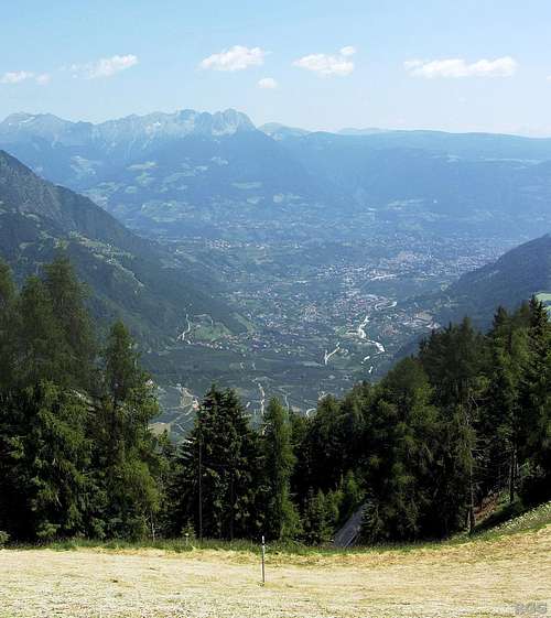 Looking down on Meran from the Giggelberg Alm