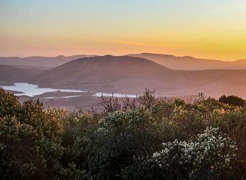 Sunset over Nicasio Reservoir and Black Mountain