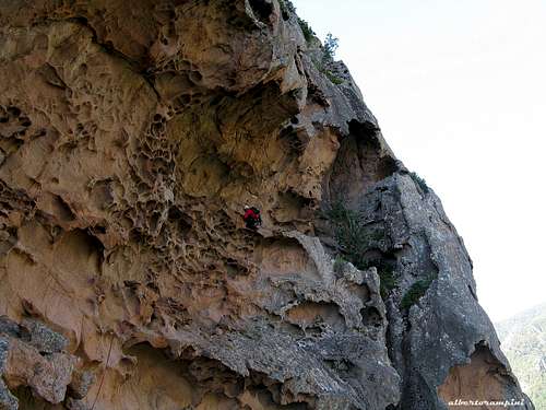 A climber negotiating U Peru huge 