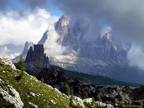 Unsettled morning over Cinque Torri and Tofana