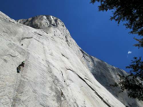 Climbers headed up the Nose route on El Capitan, Yosemite National Park