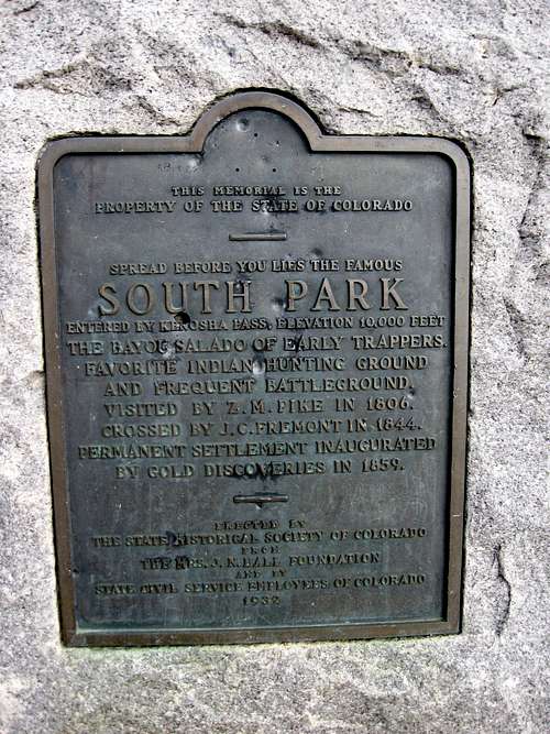 South Park Historical Marker