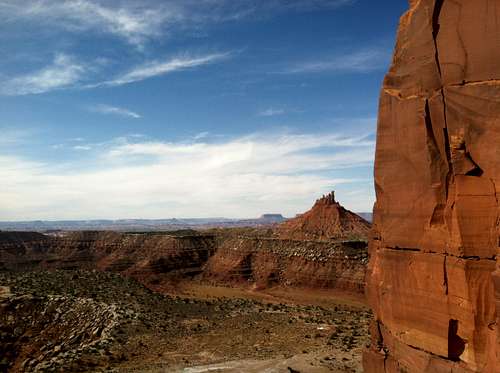 View towards canyonlands from the base of the South Six Shooter