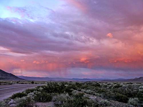 Summer storm at sunset over Mono Basin