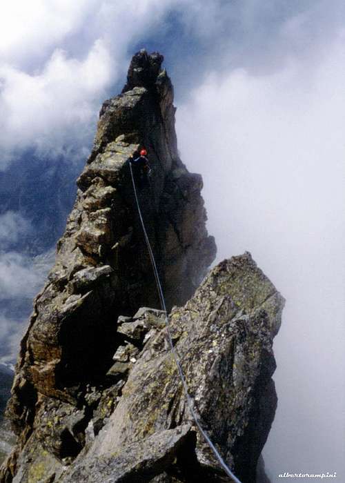 Perego-Mellano route, getting the summit of West pillar