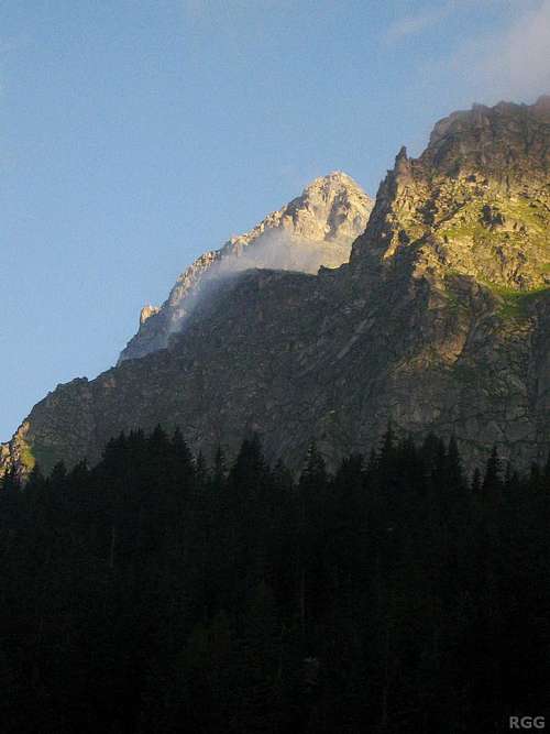 A distant Tschigat (2998m) in the early morning sun