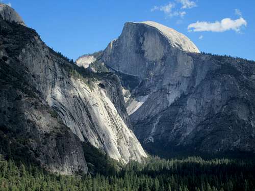 Half Dome and the Washington Column seen from Yosemite Valley