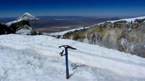 On the summit of Volcan Parinacota, 6342 meters sea-level