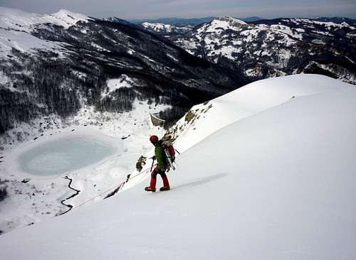 Torricella summit ridge on the iced Lago Verde