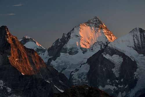 Dent Blanche and Besso in sunset glow