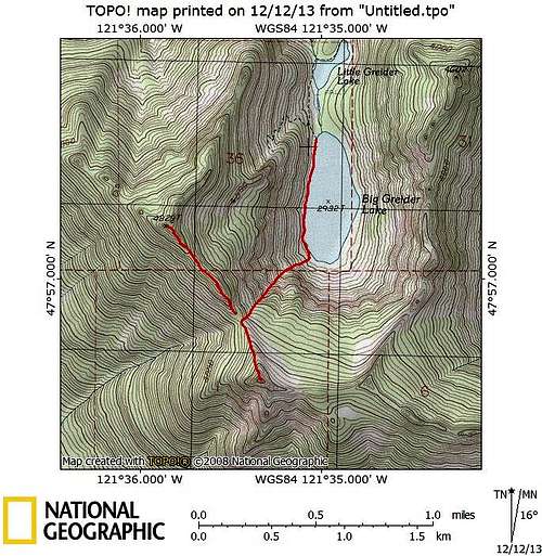 Static Peak/Greider Peak route map