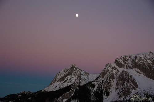 Giewont peak at dusk