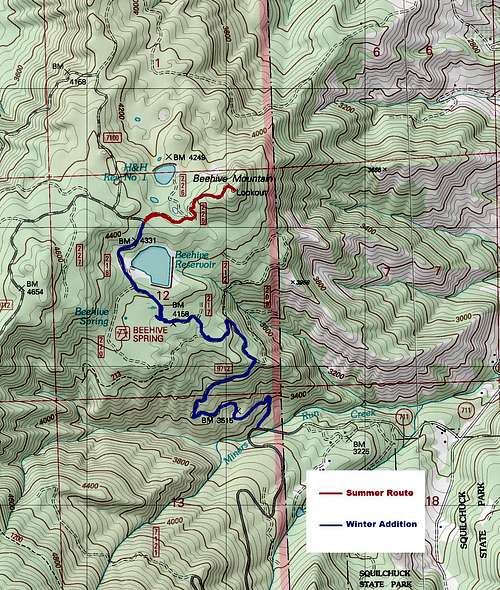 Beehive Mountain Route Map