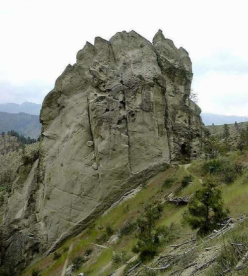 A closeup of the east face of...
