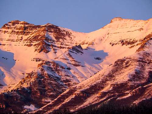 Summit of Timpanogos during a January sunset