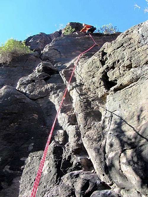 Jan topping out on one of the sports routes at Fataga
