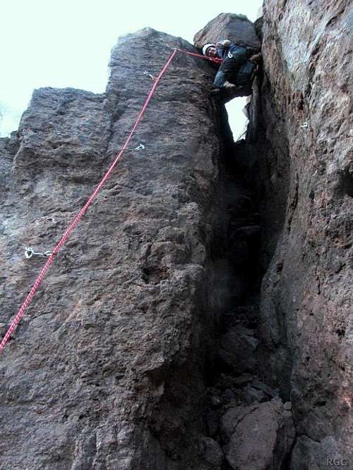 Jan topping out on a fun route at Sorrueda