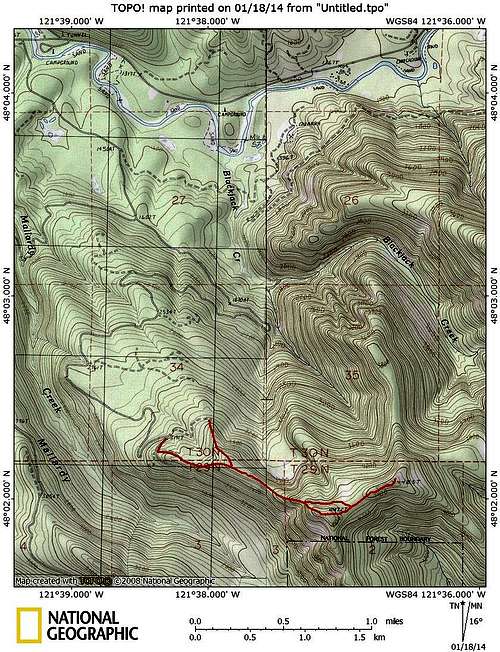 Everett Peak route map