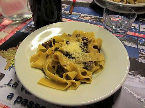 First course of dinner at Rifugio Pietro Crosta