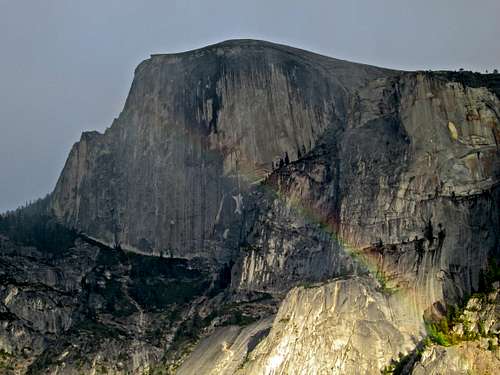 Rainbow in front of Half Dome seen from Washington Column