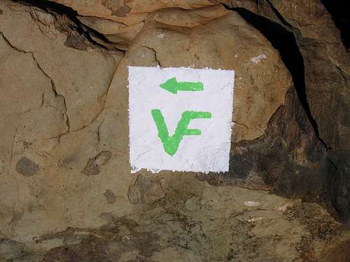 The Berriel Gorge via ferrata zone:  sign on a stone