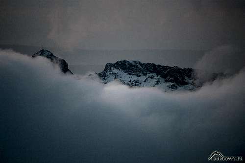 Giewont in evening clouds