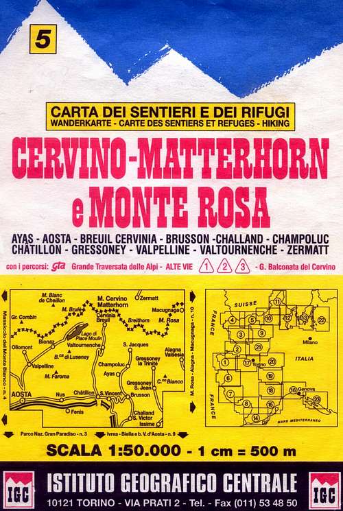 Cervino-Matterhorn and Monte Rosa map