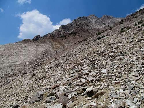 steep lower slopes of south face