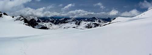Panorama towards Italy from the Rothornpass <i>aka</i> Gran Sella del Gries (3112m)