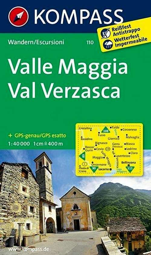 Ticino Maps: Kompass 110 Valle Maggia & Val Verzasca