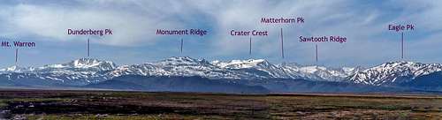 Labeled peaks from Bridgeport Valley