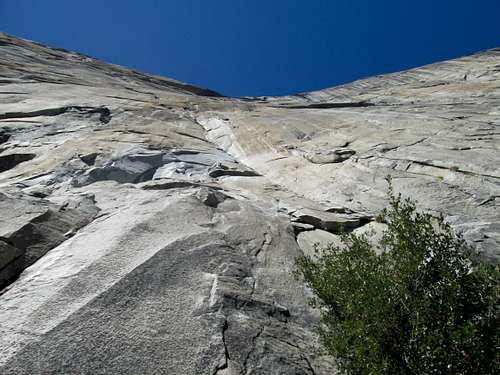 The 1st pitch of Pacific Ocean Wall on El Capitan, Yosemite National Park