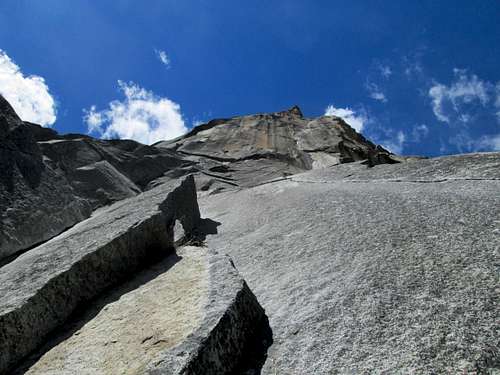 Looking up from the first pitch of the South Face of Washington Column, Yosemite National Park