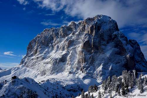 The mighty Sassolungo East Face (10436 ft / 3181 m)