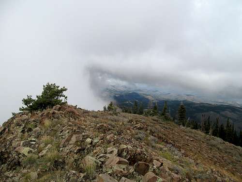 summit ridge in the clouds