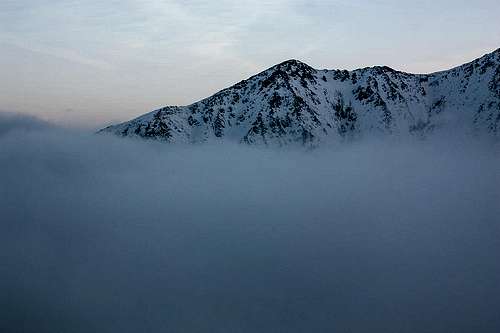 Velka Svistovka above evening mist