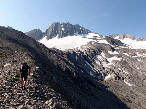 Tim on approach to glacier