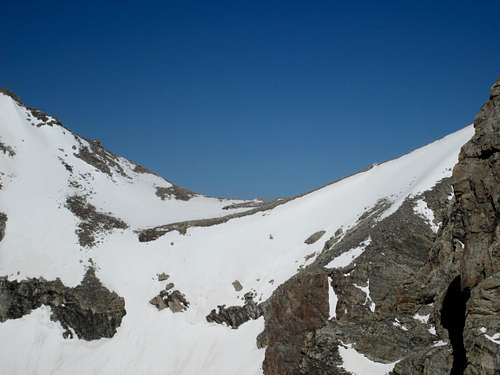 The Lower Saddle between the Middle and Grand Tetons, seen from the summit of Disappointment Peak
